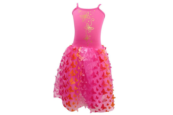 Pink Poppy Butterfly Hot Pink & Gold Multi-Layered Kids Toddler Dress Size 3-4y