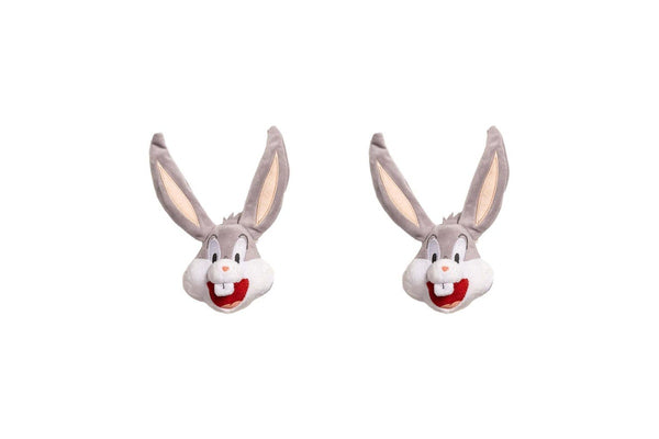 2x Looney Tunes Bugs Bunny Soft Plush Squeaking Dog Interactive Toy 20cm Grey