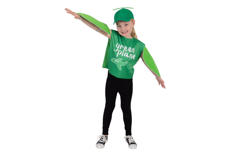 Emma Memma: Green Plane Kids Costume - (Size: 3-5)