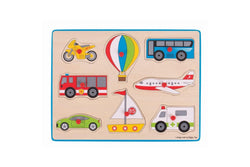 8pc Bigjigs Toys 30cm Lift Out Puzzle Transport Plane Bus Car Wooden Toy 3y+