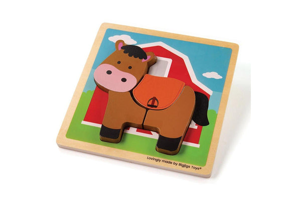 4pc Bigjigs Toys 15cm Chunky Lift Out Puzzle Horse Kids Wooden Sensory Toy 10m+