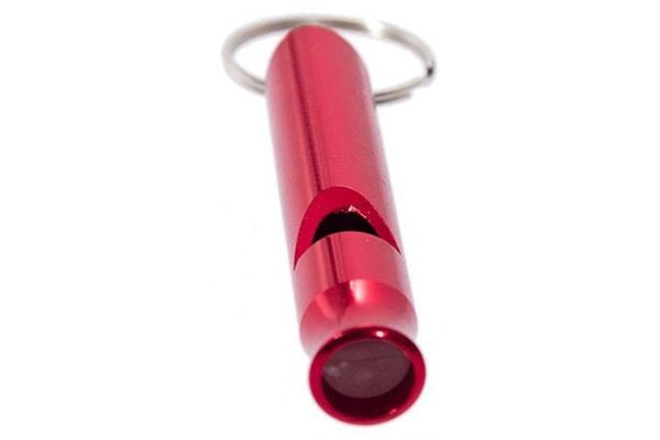 Camp Safety Equipment Durable Aluminium Alloy Long Whistle With Metal Ring For Camping Hiking Outdoor Survival Red Safety Whistles