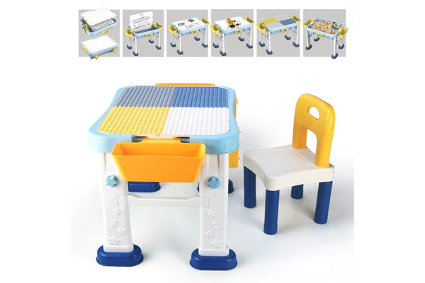 Zoink: Kids Adjustable Height Learning Table & Chair Set - 56 Pieces Building Block