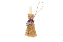 Peace Broomstick Amethyst Car Charm Wicca Cleanse Broom - 9cm