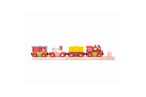 Bigjigs Rail 30cm Farmyard Train Kids Children Interactive Wooden Toy Set 3y+