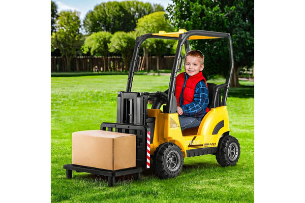 Rigo Kids Electric Ride On Car Forklift Loader Toys Cars Horn Remote 12V Yellow