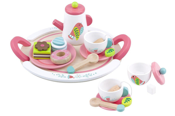 Tooky Toys Wooden Tea Cup Imagine Play Set Bird Design Child Toddler Toy 3y+