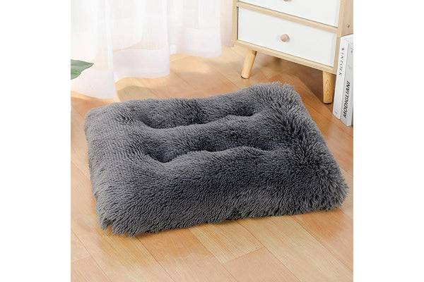 Zoomies Posh Plush Kennel Mat - Large Dark Grey 109cm