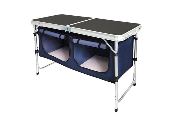 HYPERANGER Aluminum Alloy Outdoor Adjustable Folding Table with Storage Organizer