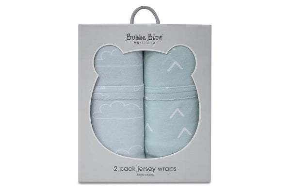 2PK Bubba Blue Nordic 80x80cm Soft Jersey Swaddle Wrap Baby 0-12m Dusty Sky Mint