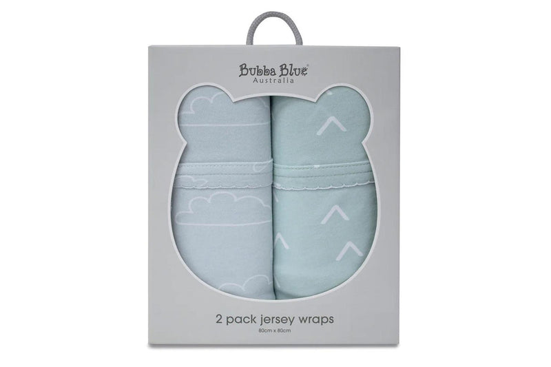 2PK Bubba Blue Nordic 80x80cm Soft Jersey Swaddle Wrap Baby 0-12m Dusty Sky Mint