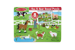 8pc Melissa & Doug Wooden Old MacDonald Farm Sound Interactive Kids Peg Puzzle