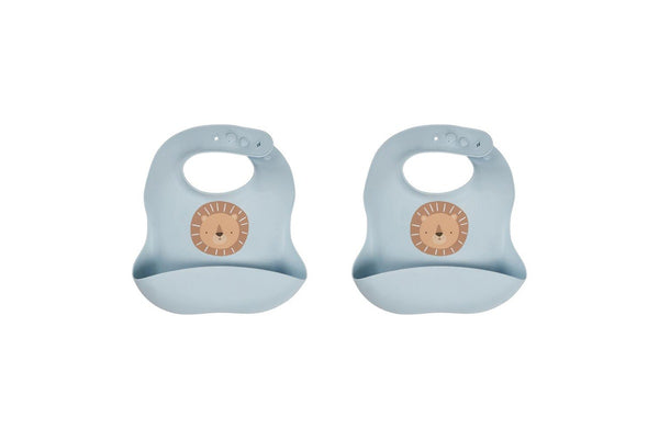 2x Splosh Baby Lion Silicone Feeding Bib Adjustable Food Catcher 24cm BLU 0+