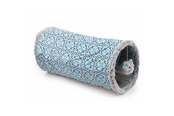 Cat Tunnel Crinkle Toys Grey Hide + Play Teaser For Indoor Outdoor Vintage Cat Toys