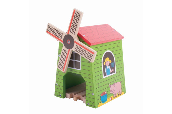 Bigjigs Rail 22cm Country Windmill Kids Fun Wooden Toy Set Railway Accessory 3y+