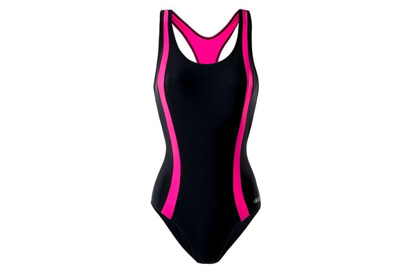 Aquawave Womens/Ladies Asma One Piece Swimsuit (Black/Raspberry Sorbet) (XL)