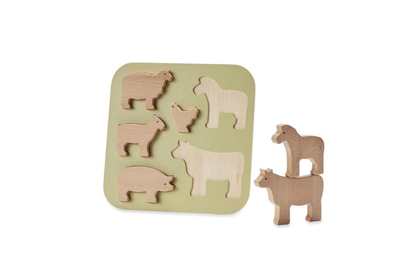 By Astrup Wooden Puzzle Farm Animal Educational Activity Board Game Kids 2+