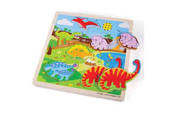 6pc Bigjigs Toys 22cm Dinosaur Sound Jigsaw Puzzle Kids Wooden Sensory Toy 12m+