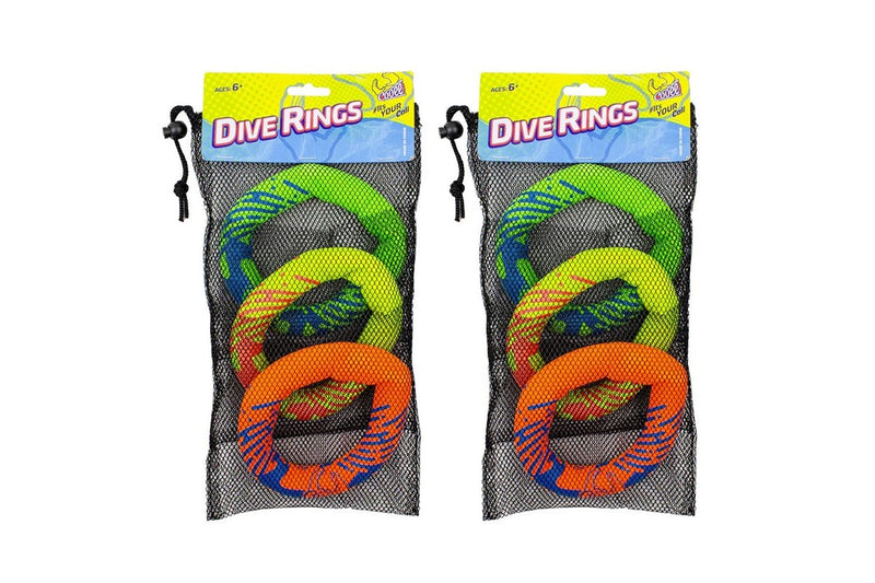 6pc Cooee Neoprene Swimming Pool Round Dive Rings Kids Children Toy 16cm 6+