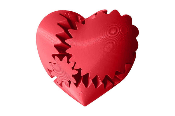 3D Heart-Shaped Gear Ball Dynamic Spinning Fidget Toy Red