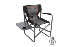 Wildtrak Wiluna 82cm Director Chair Outdoor Camping Seat w Side Table Grey Black