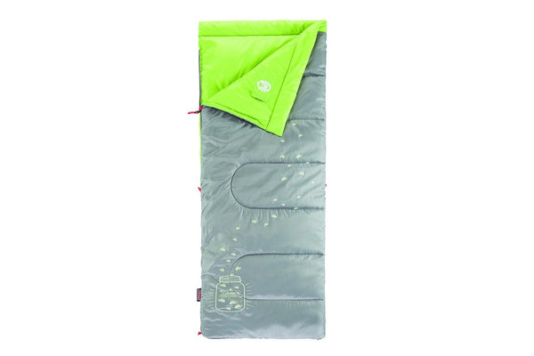 Coleman Sleeping Bag Kids Fyrefly Illumibug Gren 7C Rate Outdoor Hiking Camping