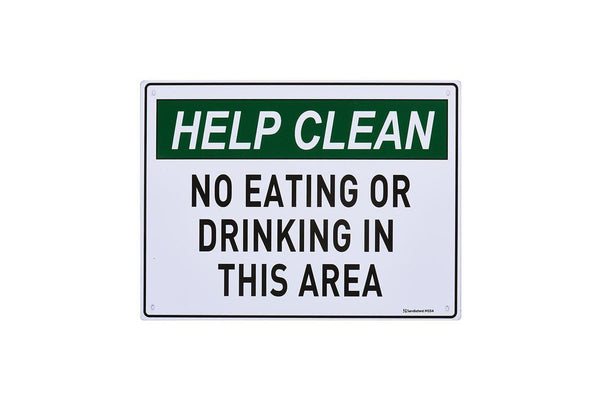 No Eating Or Drinking In This Area 200x300mm Safety Sign Polypropylene Mountable