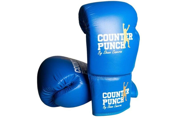 Counterpunch Premium Leather Pro Lace-Up Gloves - Blue - 8oz