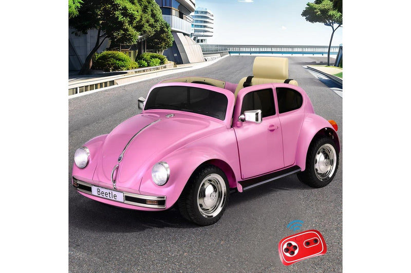 Kids Ride On Car Licensed Volkswagen Beetle Electric Toys Horn Remote 6V Pink