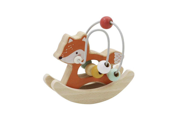 Kaper Kidz Woodland Fox Bead Maze On Rocking Base Children's Wooden Toy 18m+