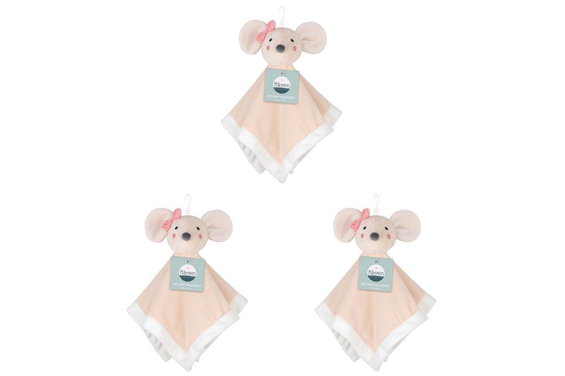 3x Little Haven Security Mouse Soft Comfort Gentle Baby Wrap Blanket 32cm 0M+