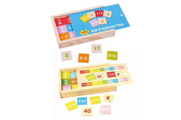 2x 81pc Bigjigs Toys Add & Subtract Times Table Box Kids Wooden Toy Combo 3y+