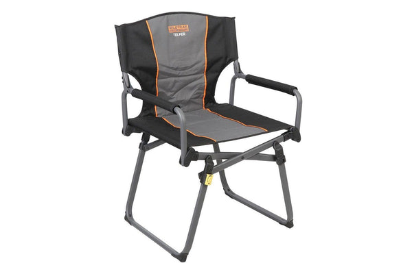 Wildtrak Telfer Compact 93cm Director Chair Camping Outdoor Seat Grey Black