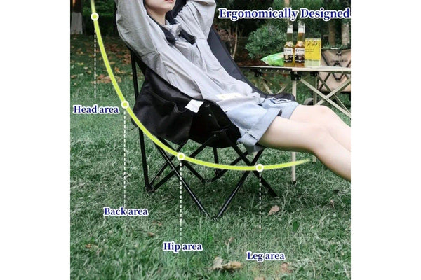 Enlarged Moon Chair for Outdoor Camping Fishing Picnic Sky Blue