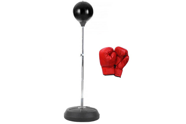 Hacienda 145cm Free Standing Boxing Stand Set Punching Ball Gloves Gym Exercise