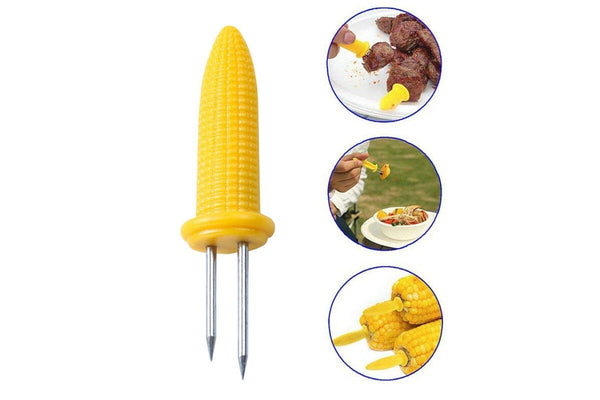 10x Corn Cob Holders Skewers Barbecue Fork Fruit Holder BBQ Kitchen Accessories