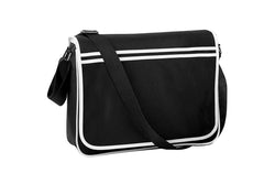 Bagbase Retro Adjustable Messenger Bag (12 Litres) (Pack Of 2) (Black/White) (One Size)