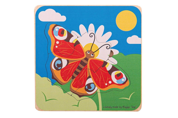 4pc Bigjigs Toys 15cm Lifecycle Layer Jigsaw Puzzle Butterfly Wooden Toy 18m+