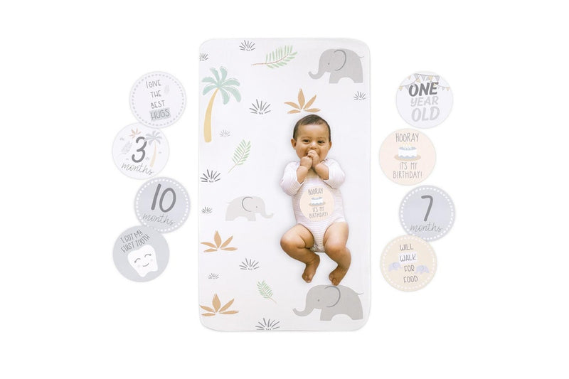 Little Haven Baby Infant Photo Op Sheet & 12-Milestone Cards Elephant 135cm