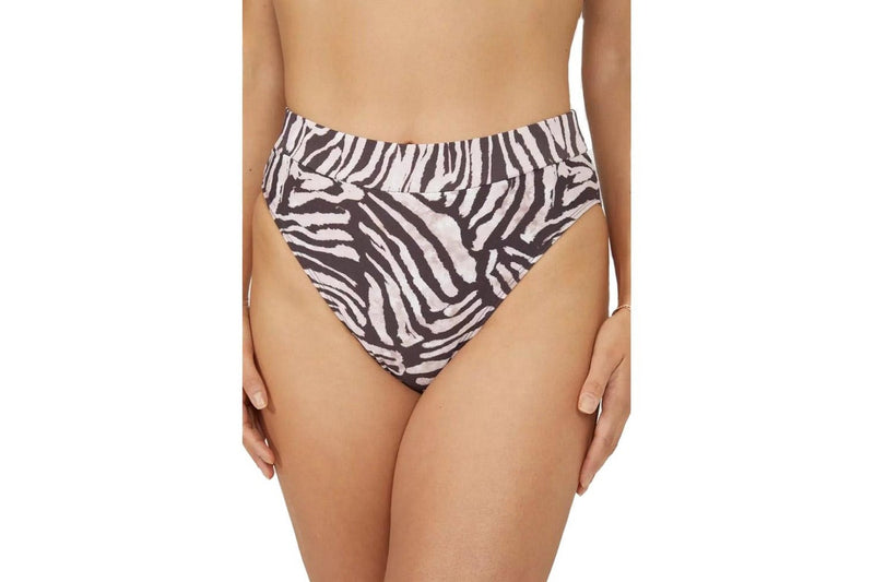 Gorgeous Womens/Ladies Zebra Print Mid Rise Bikini Bottoms (White/Brown) (20 UK)