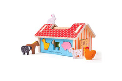 11pc Bigjigs Toys 22cm Wooden Farmhouse Sorter Kids Educational Fun Play Toy 1y+