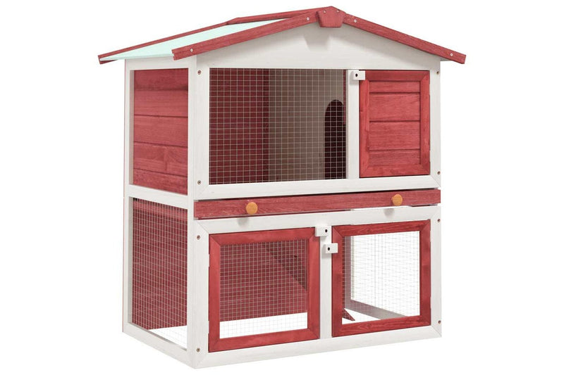 Outdoor Rabbit Hutch 3 Doors Red Wood vidaXL