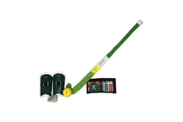 Kookaburra Hook In 2 Hockey Starter Stick Bag Accessories Pack 28'' Green Gold