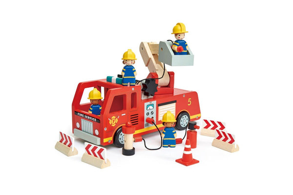 Tender Leaf Toys 28cm Fire Engine Truck Wooden Toy Play Set Kids Children 3y+