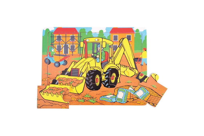 9pc Bigjigs Toys 30cm Medium Tray Puzzle Digger Kids Children Fun Wooden Toy 2y+