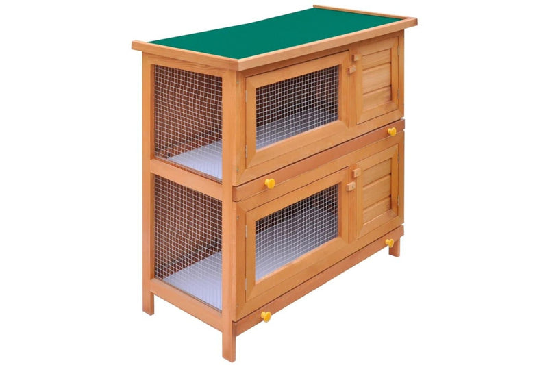 Outdoor Rabbit Hutch Small Animal House Pet Cage 4 Doors Wood vidaXL