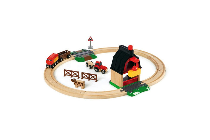 20pc Brio 55x52cm Kids Childrens Building Play Toy Farm Railway Track Set 3y+