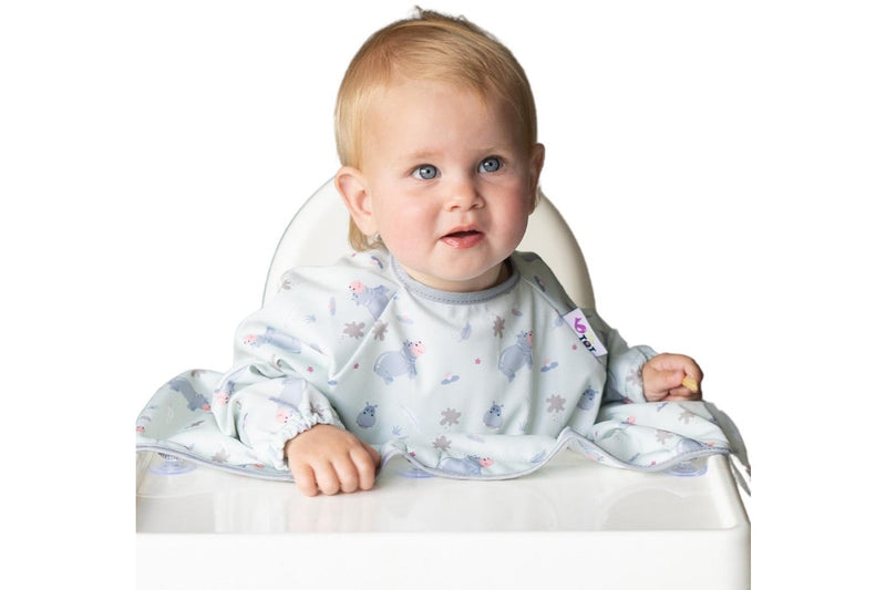 Tidy Tot: Long Sleeve Cover & Catch Bib - Hippo