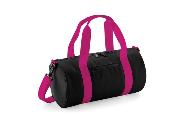 Bagbase Mini Barrel Bag (Black/Fuchsia) (One Size)