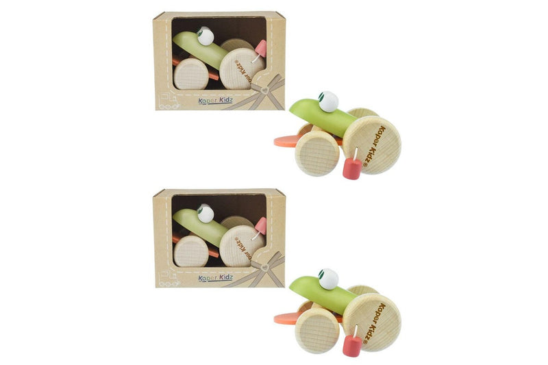 2x Kaper Kidz Eco Play Push A Long Croaking Frog Kids Wooden Sensory Toy 12m+